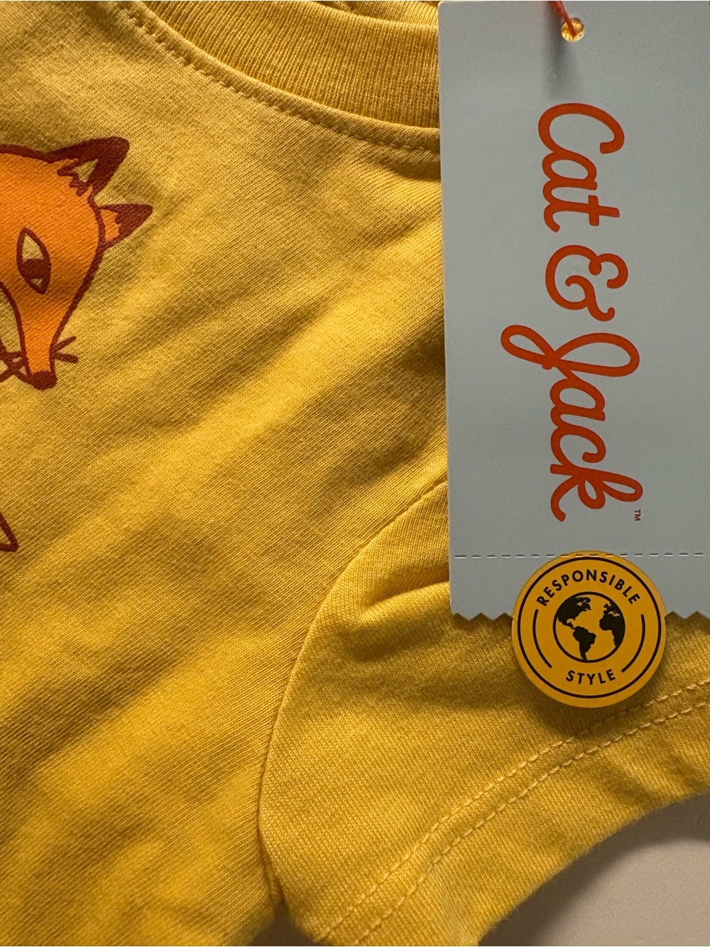 Cat & Jack Yellow Fox Graphic Tee | 12M | NWT - Picture 3 of 3